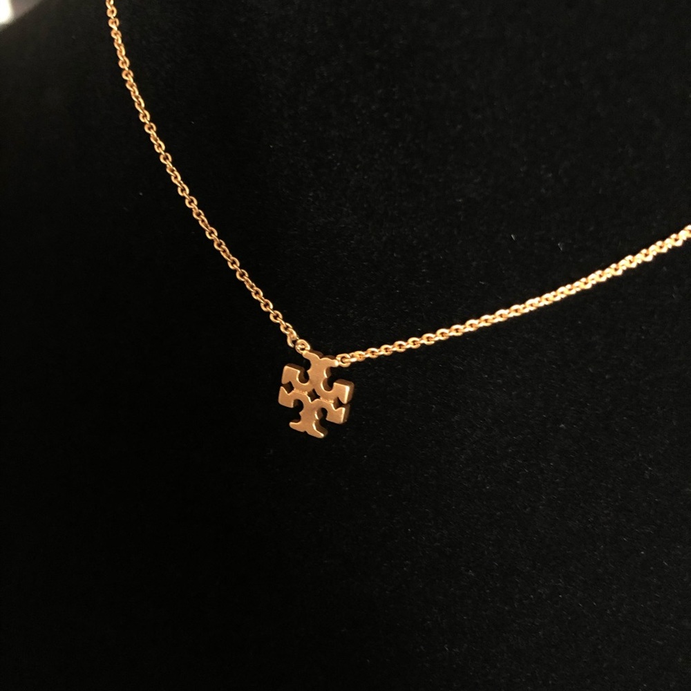 Gold Delicate Logo Choker Pendant Necklace - Picture 3 of 8